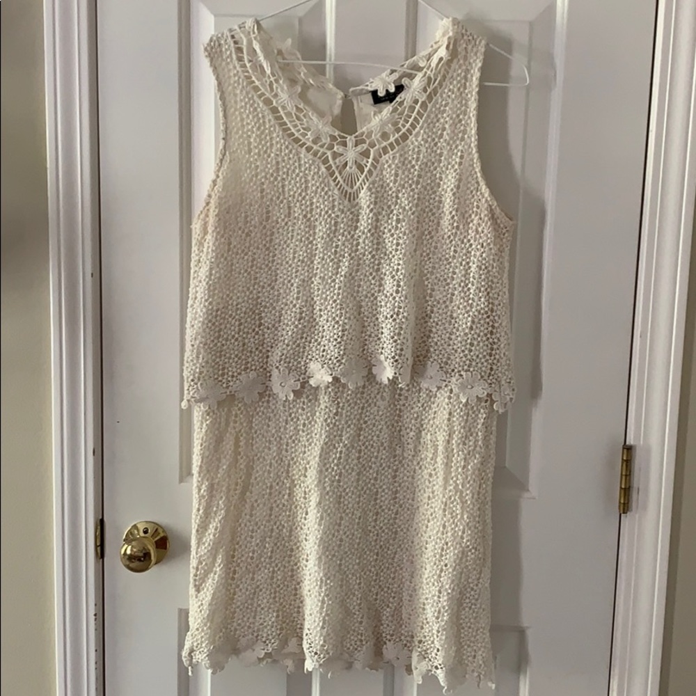 Top Shop Off White Dress with Flower Details